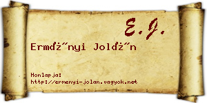 Erményi Jolán névjegykártya